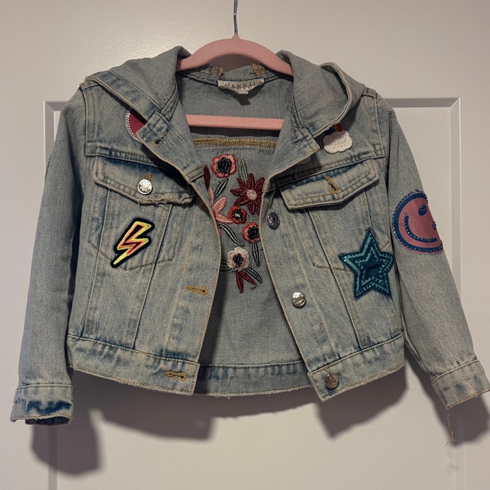 Hannah Banana Denim Kids Jacket with Patches